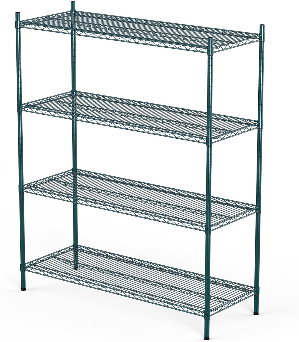 APLSS NSF 4-Tier Green-Epoxy Storage Shelves, 14"x48"x63", Moi...