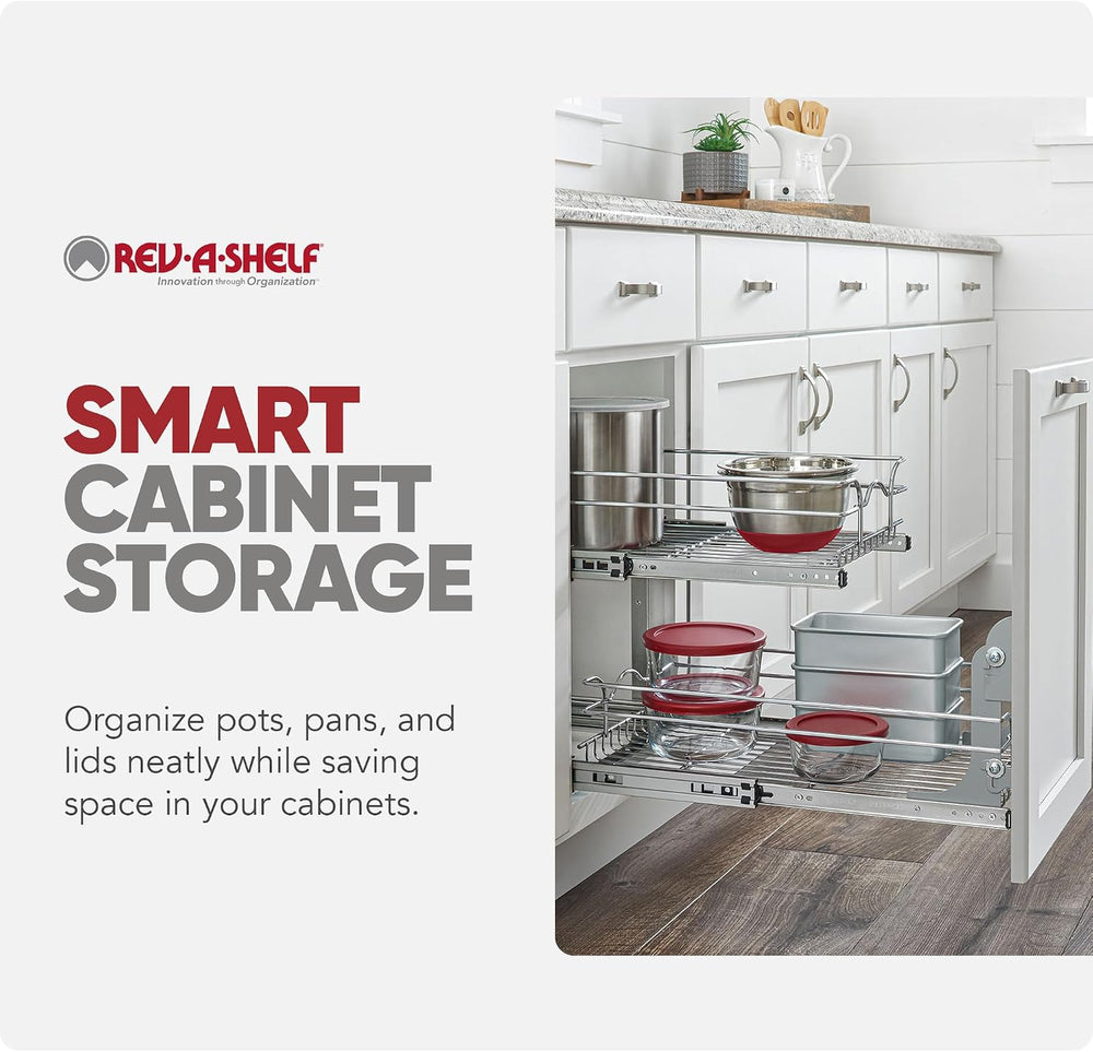 Rev-A-Shelf Pullout Organizer for Cabinets, Min Opening Width of 11.5"
