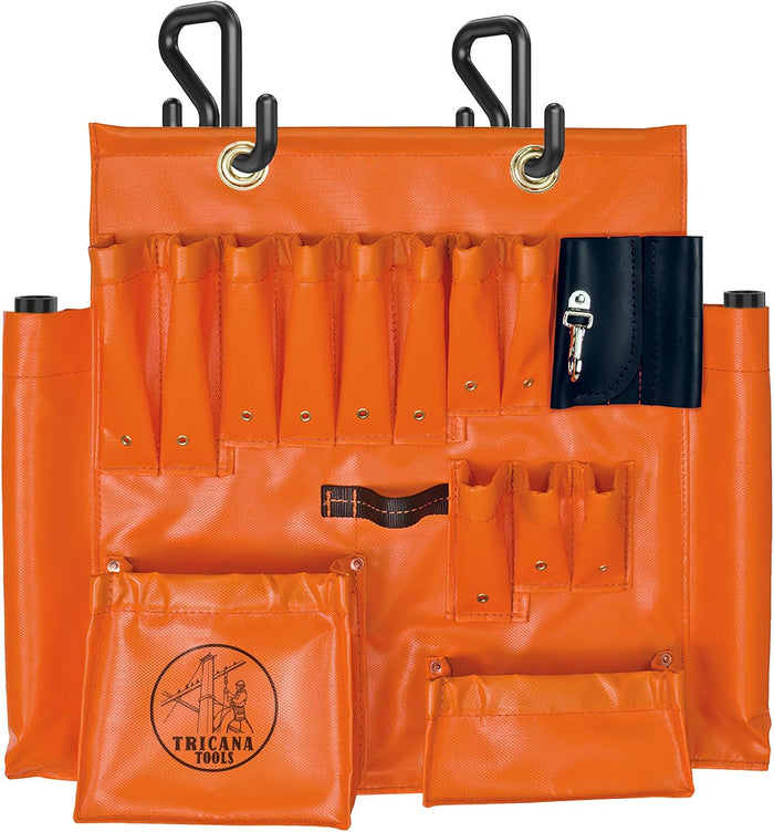 Lineman Tool Board, Aerial Apron, Bucket Truck Tools Organizer with Over 16 Pockets, Tool Organizer for Bucket Trucks and Lineman, Includes Two 2” Bucket Hooks