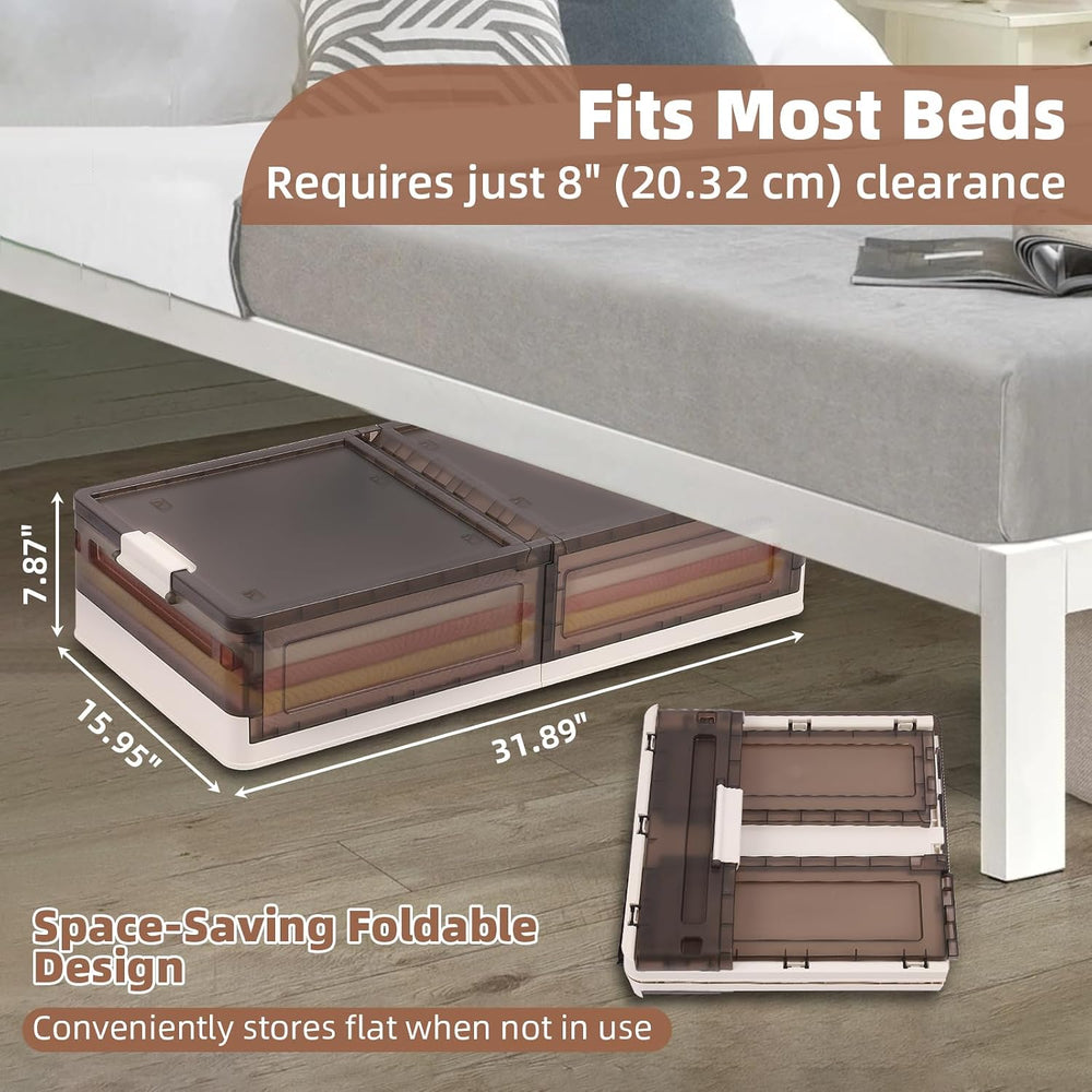 FAHKNS 2 Pack Under Bed Storage with Wheels, 17.2Gal Stackable Under Bed Stor...