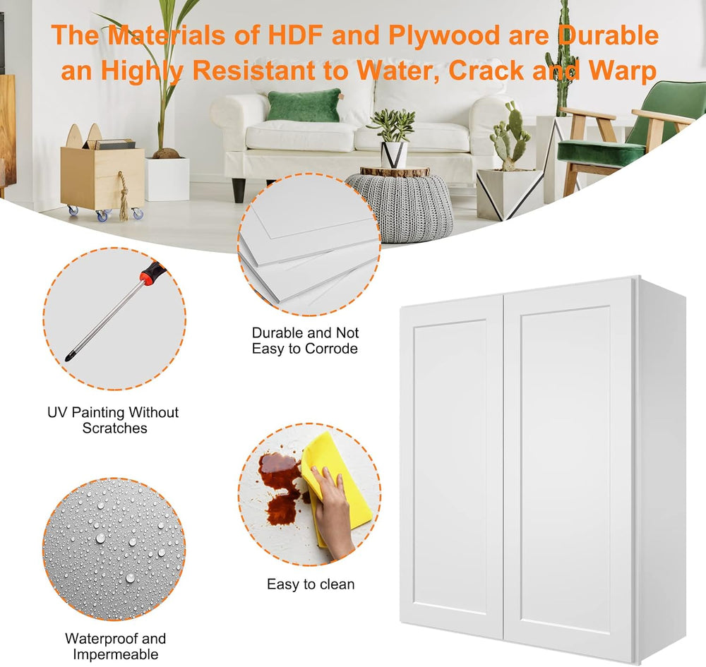 ROOMTEC RTA Wood Wall-Mounted Cabinet,Bathroom Medicine Cabinet