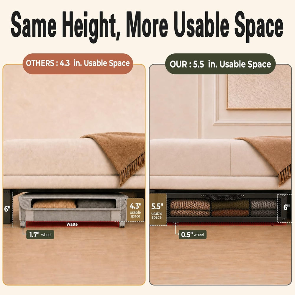 Fokyfok 2 Pack Under Bed Storage with Wheels 6 inch Height