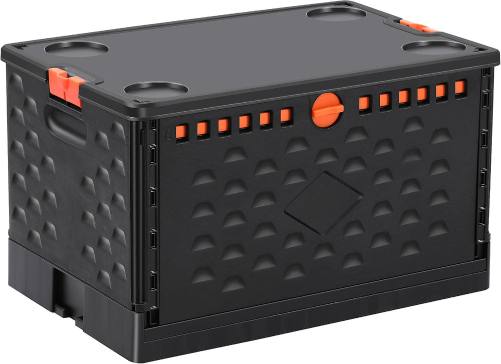 Collapsible Storage Bin with Lid Heavy Duty 16 Gallon Stackable Milk Crate