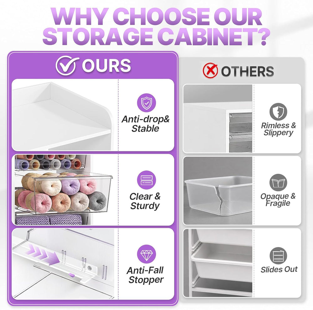 APEXCHASER 12-Drawer Storage Cabinet with Wooden Top and Open Shelf, White