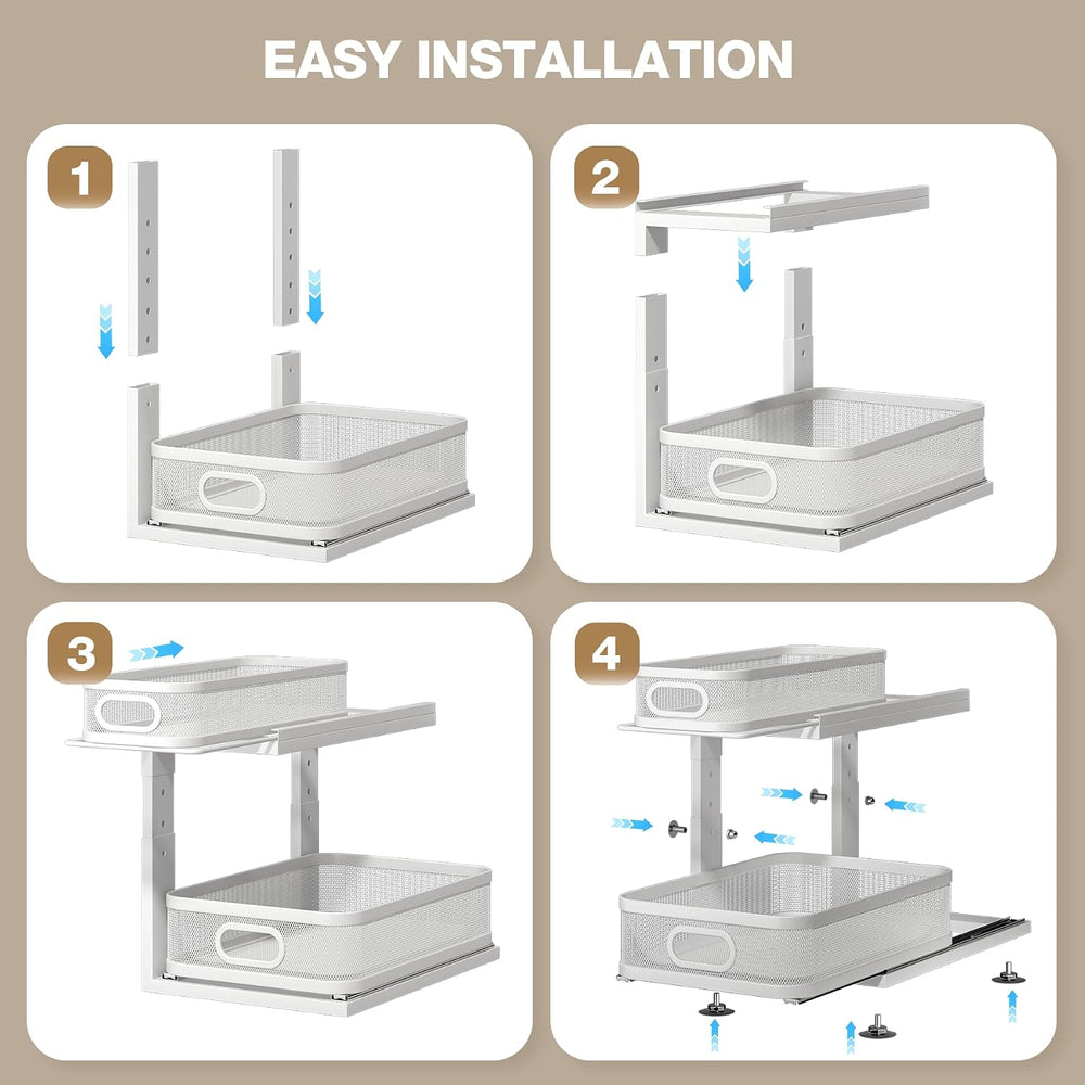 2 Pack Under Sink Organizer With Next-Gen Ball-Bearing Slides,2-Tier Precisio...