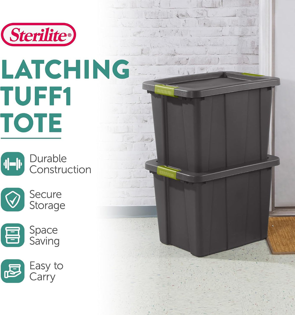 Sterilite Latching Tuff1 Tote Containers w/Lids, 18 Gallon, 12-Pack
