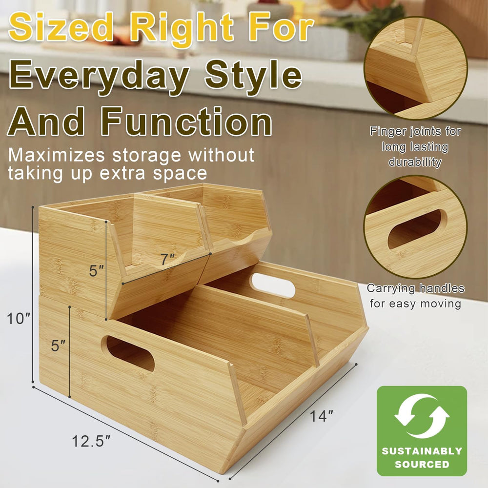 Fruit and Vegetable Storage Bin for Pantry & Kitchen Counter, Stackable B...