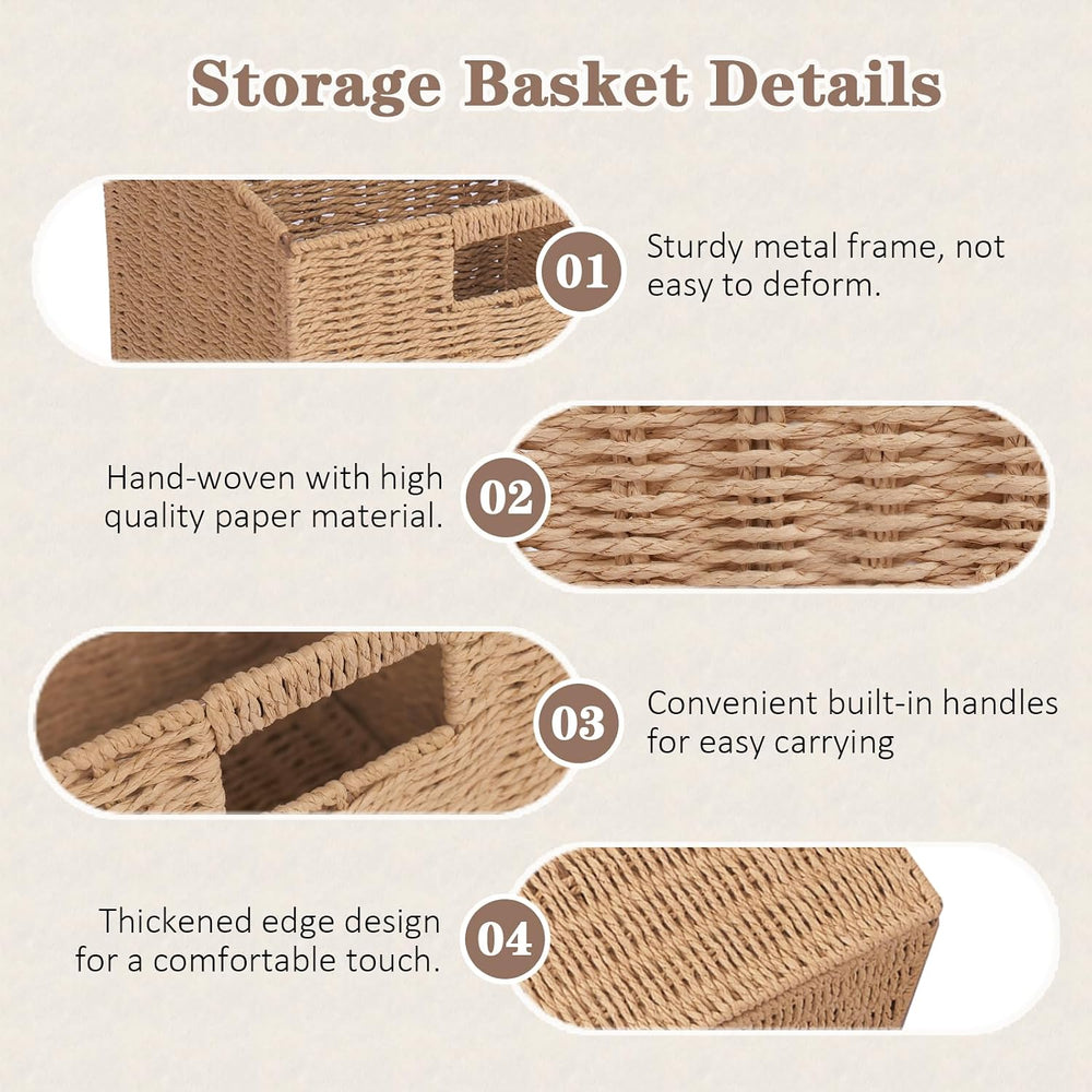 11x11in Storage Baskets 4 Pack Basket with Handles Cubes Bins for Shelves