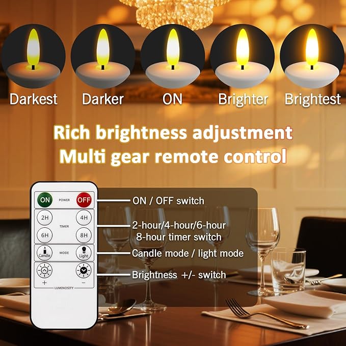 HL Rechargeable LED Tea Lights with USB Charging Base & Remote Timer - Ba...
