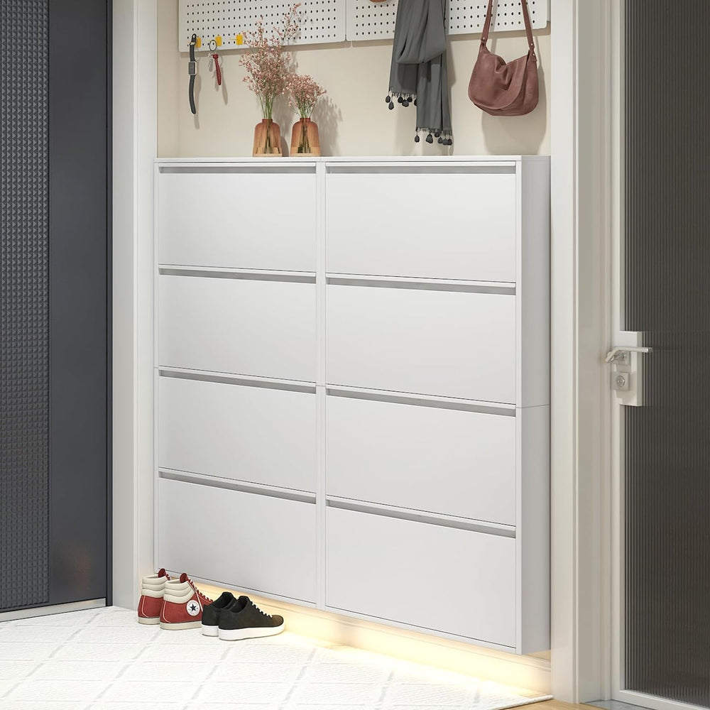 LUCYPAL Shoe Cabinet with 4 Flip Drawers for Entryway,Metal Wall Shoe Storage...