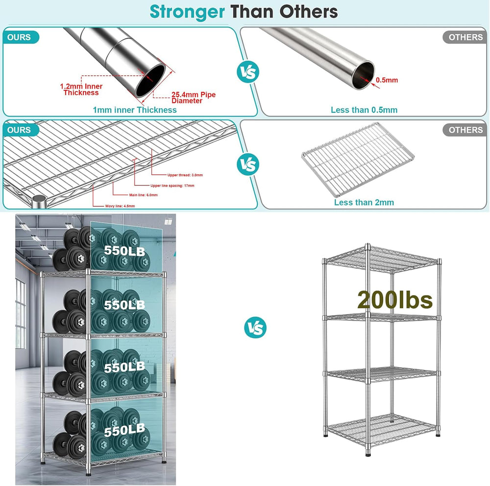 21"Depth Metal Wire Shelving Heavy Duty Storage Shelves Adjustable Garag...