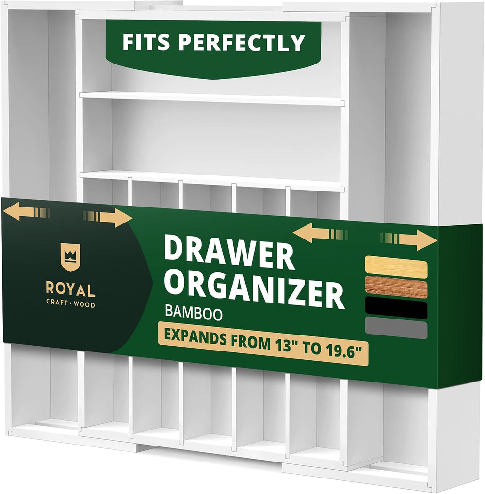 ROYAL CRAFT WOOD Luxury Bamboo Kitchen Drawer Organizer - Silverware Organize...