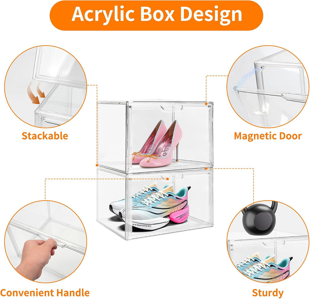 3 Pack Clear Acrylic Sneaker Shoe Display Case,Shoe Storage Boxes Stackable,A...