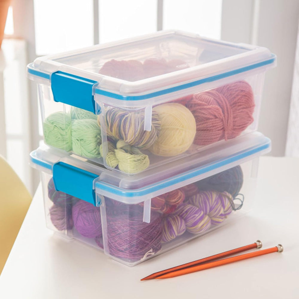 Sterilite 12 Qt Gasket Box, Weather-Resistant Clear Storage Bin, 6 Pack