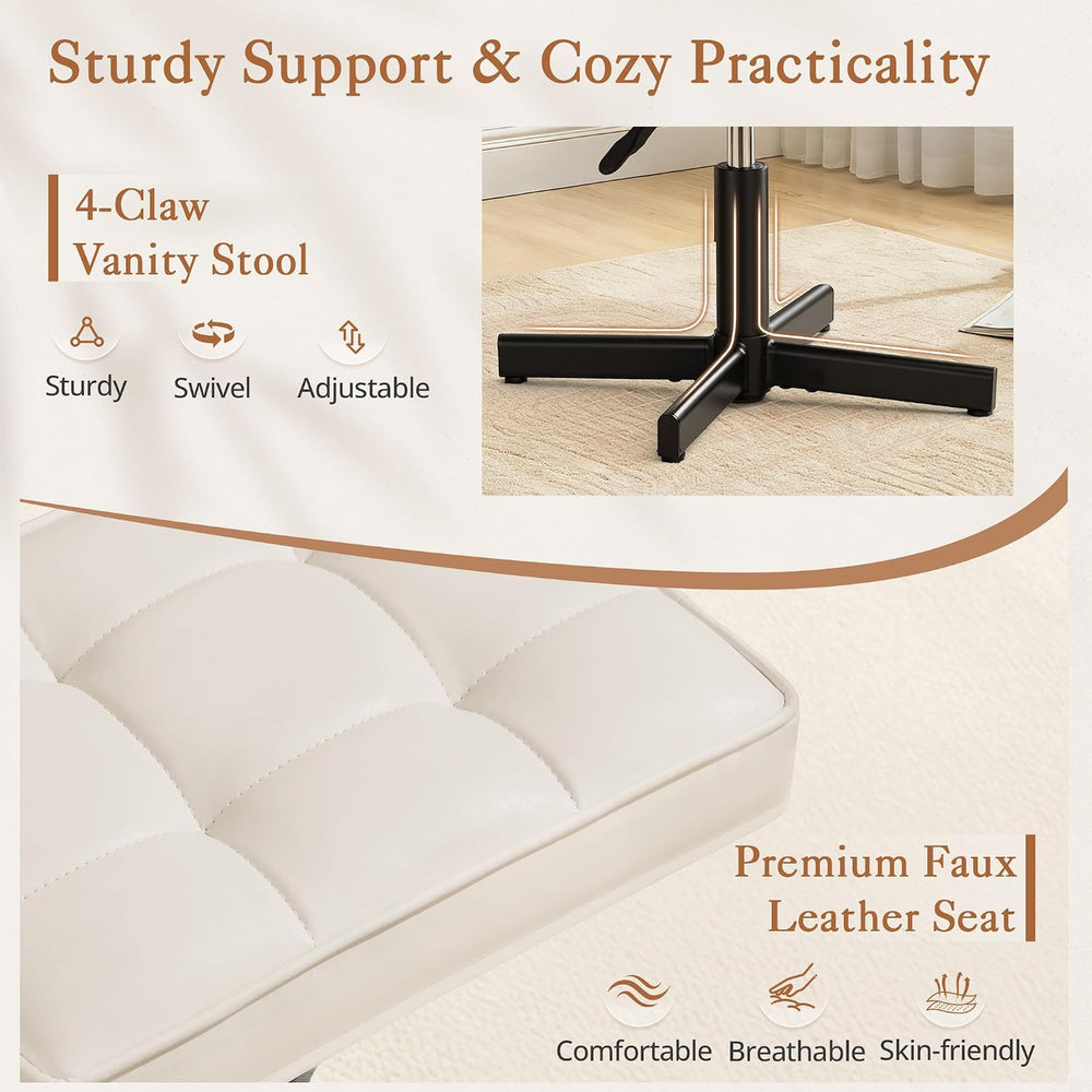 LUE BONA Adjustable Vanity Stool, 15''-19.5'' Foot Rest Under...