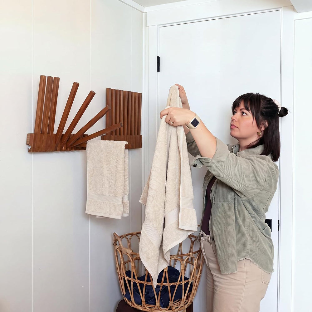 Novabright 2 Pcs Pine Wood Wall Mounted Drying Rack for Laundry, Original