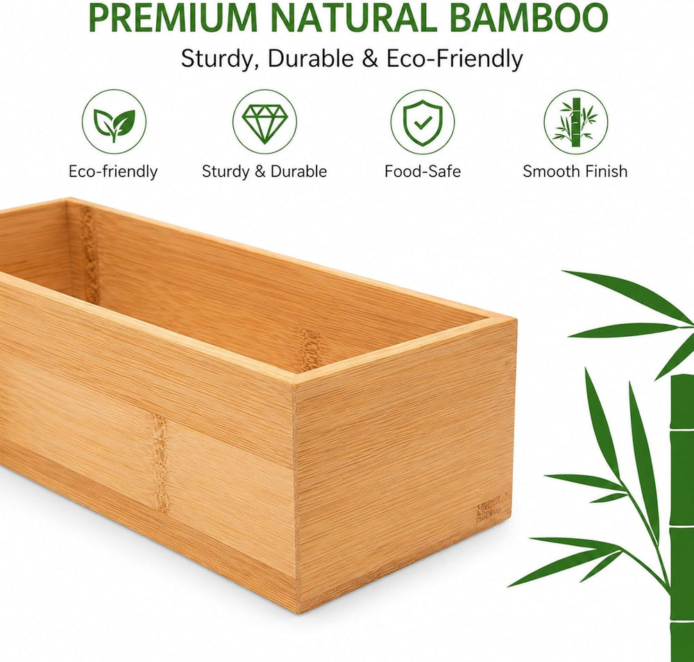 LEIMO KPARTS 8 Pcs Bamboo drawer Organizer Storage Box, Bin Set - Multi-Use b...