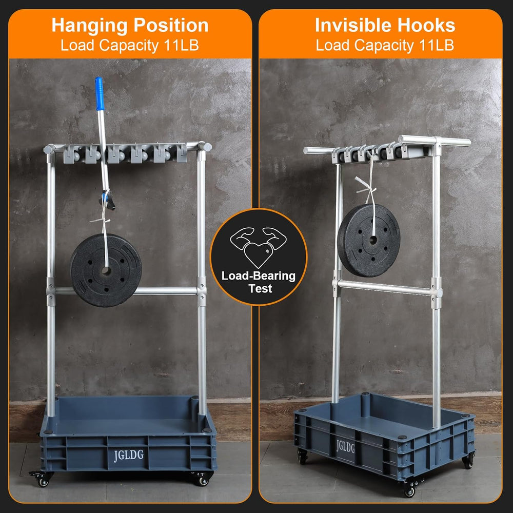 Mobile Mop and Broom Holder，Efficient Storage Solution for Cleaning Tools Kee...