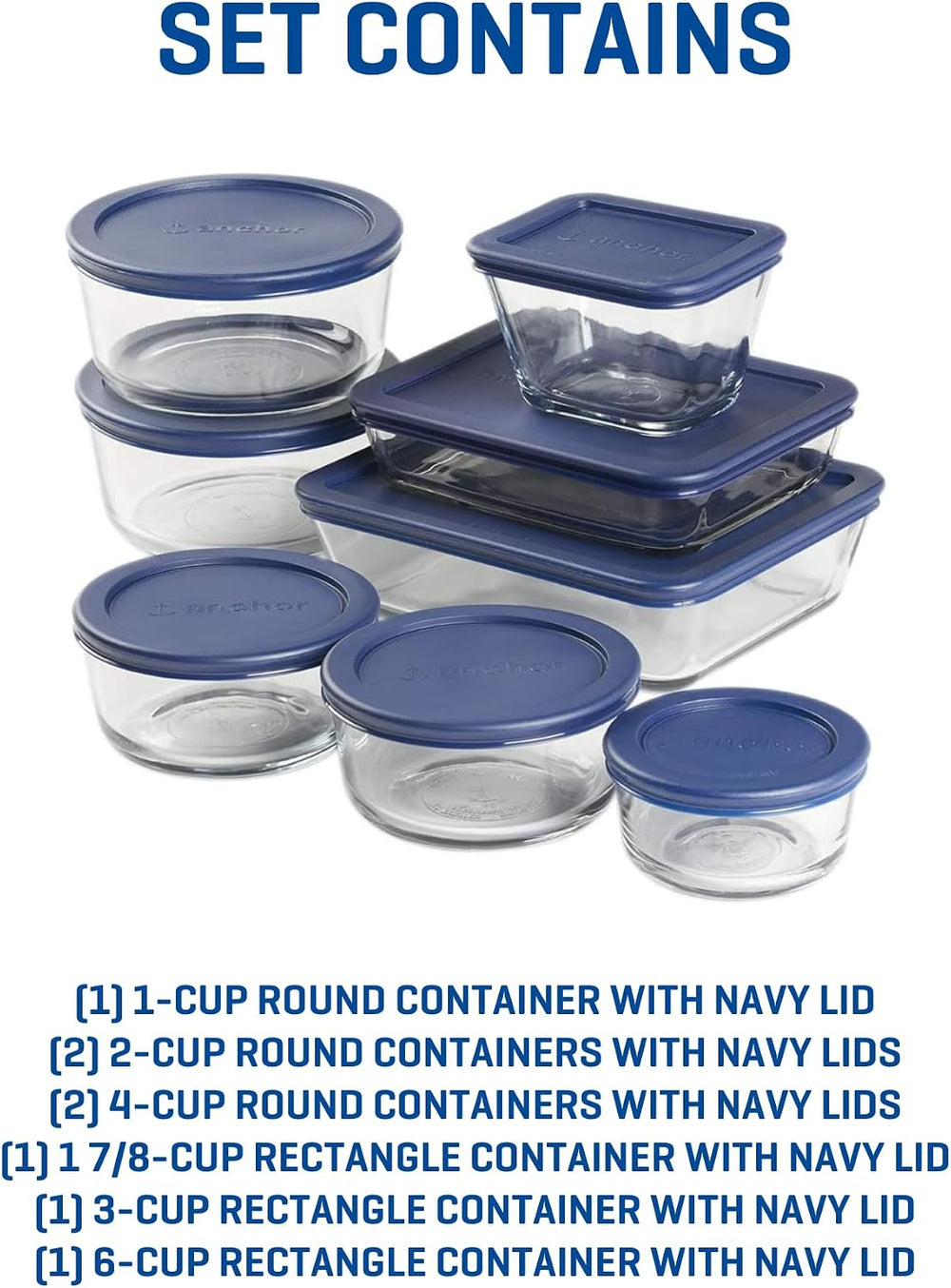 Anchor Hocking 16 Piece Glass Storage Containers with Lids (8 Glass Food Stor...