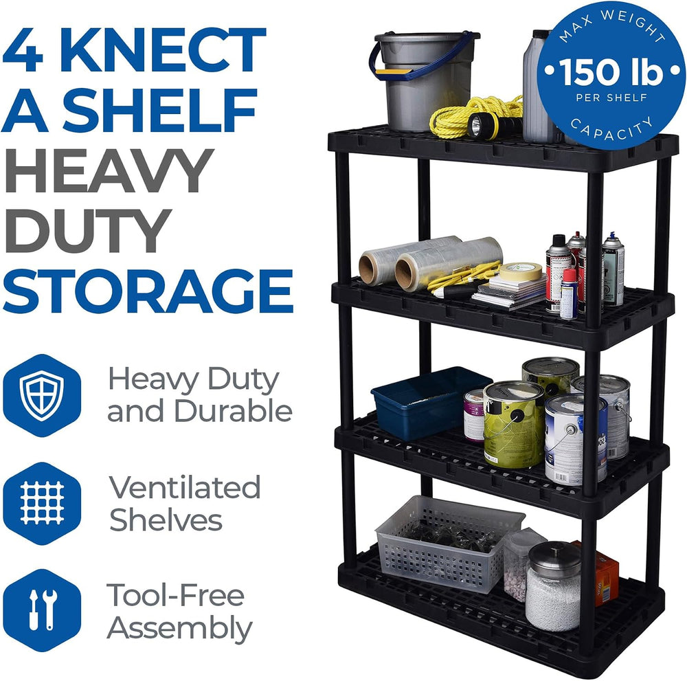 Gracious Living 4 Shelf Unit, Heavy-Duty Shelving Storage Rack for Home and G...