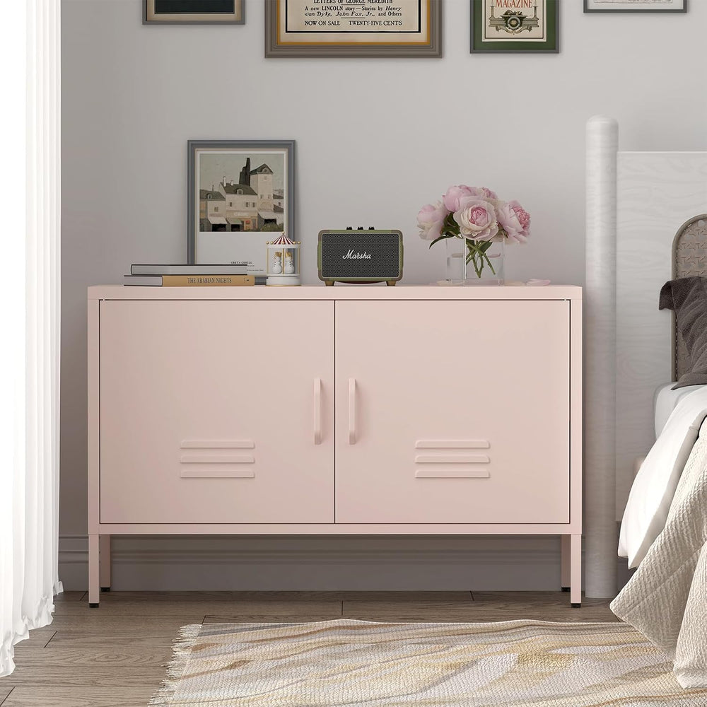 IRONFFICE Metal Cabinets,2 Door Cabinet with Adjustable Shelf,Pink Storage Ca...