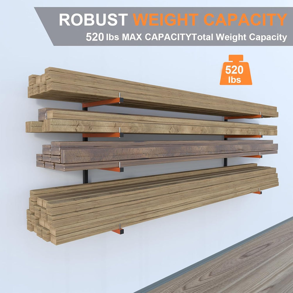 Lumber Storage Rack Wall Mount, Foldable 8-Level Wood Storage Rack