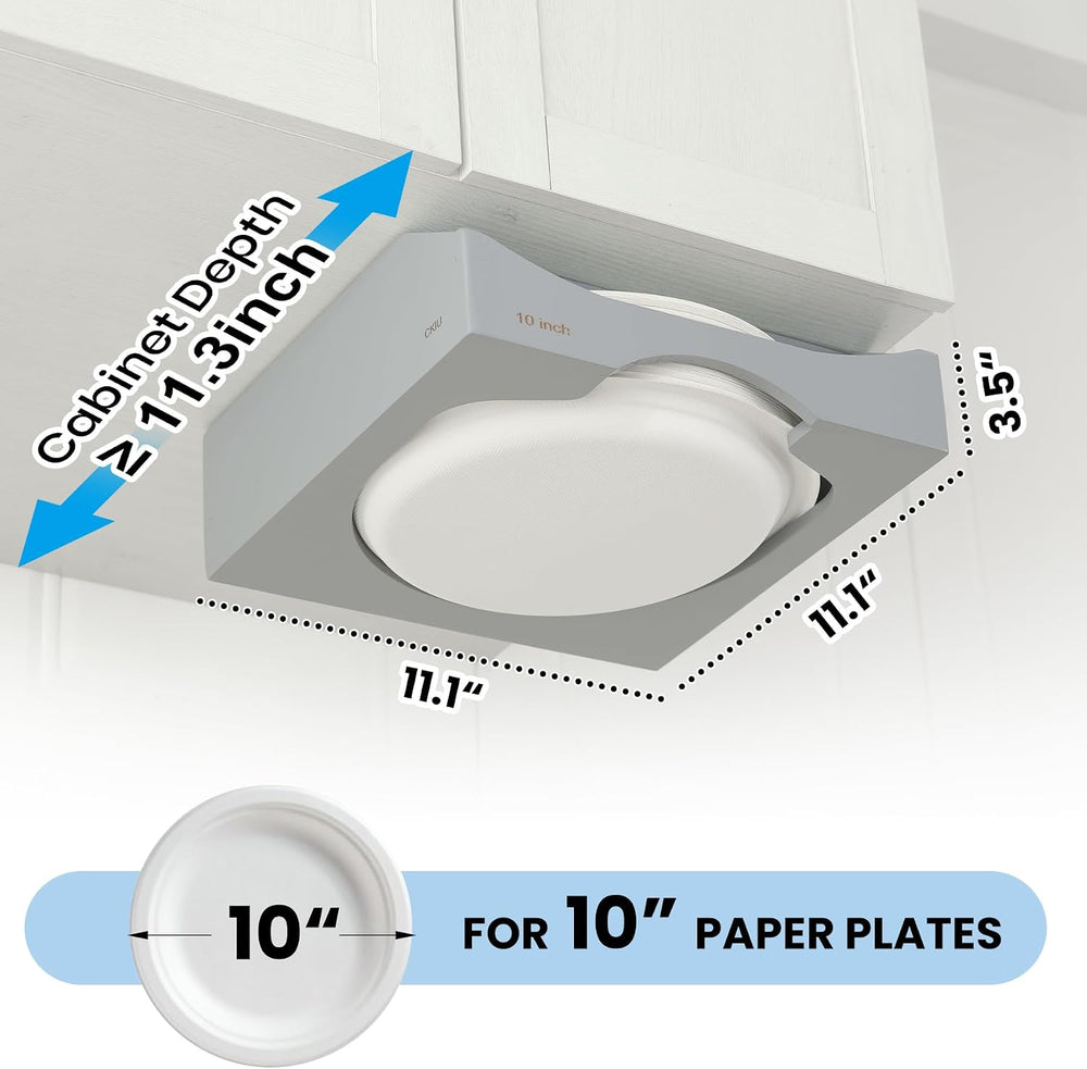 10-inch Paper Plate Dispenser Under Cabinet, Bamboo Paper Plate Holders, Kitc...