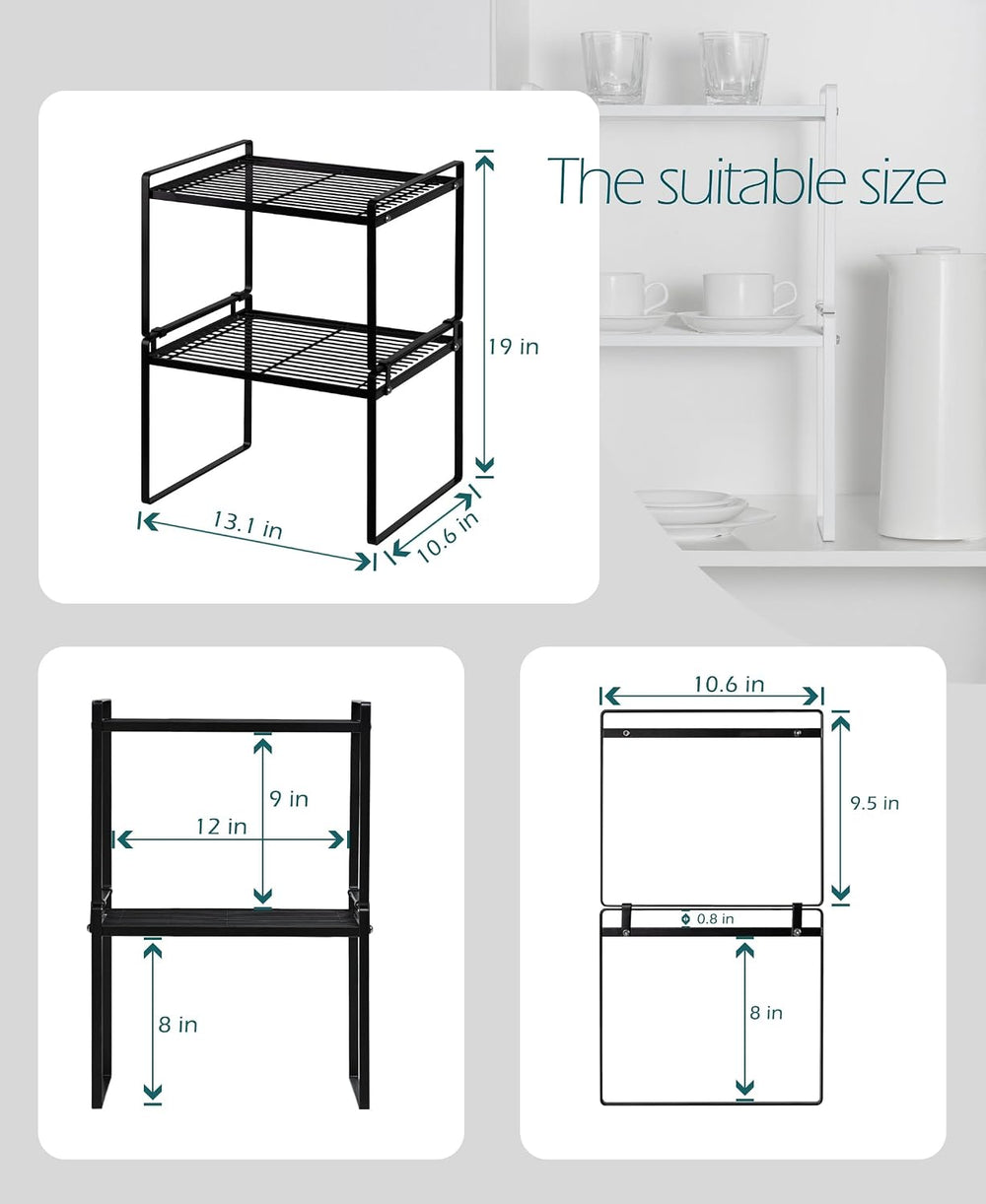 Shantton Cabinet Shelf Organizer, Pantry Shelf Rack, Black 13.1x10.6x9.5