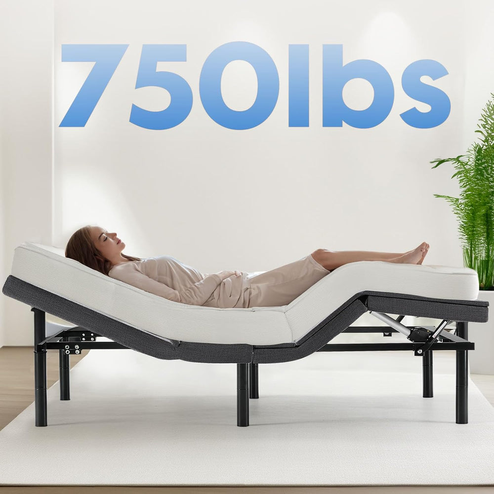 DUMOS Queen Size Adjustable Bed Frame, Electric Base, Head & Foot Incline