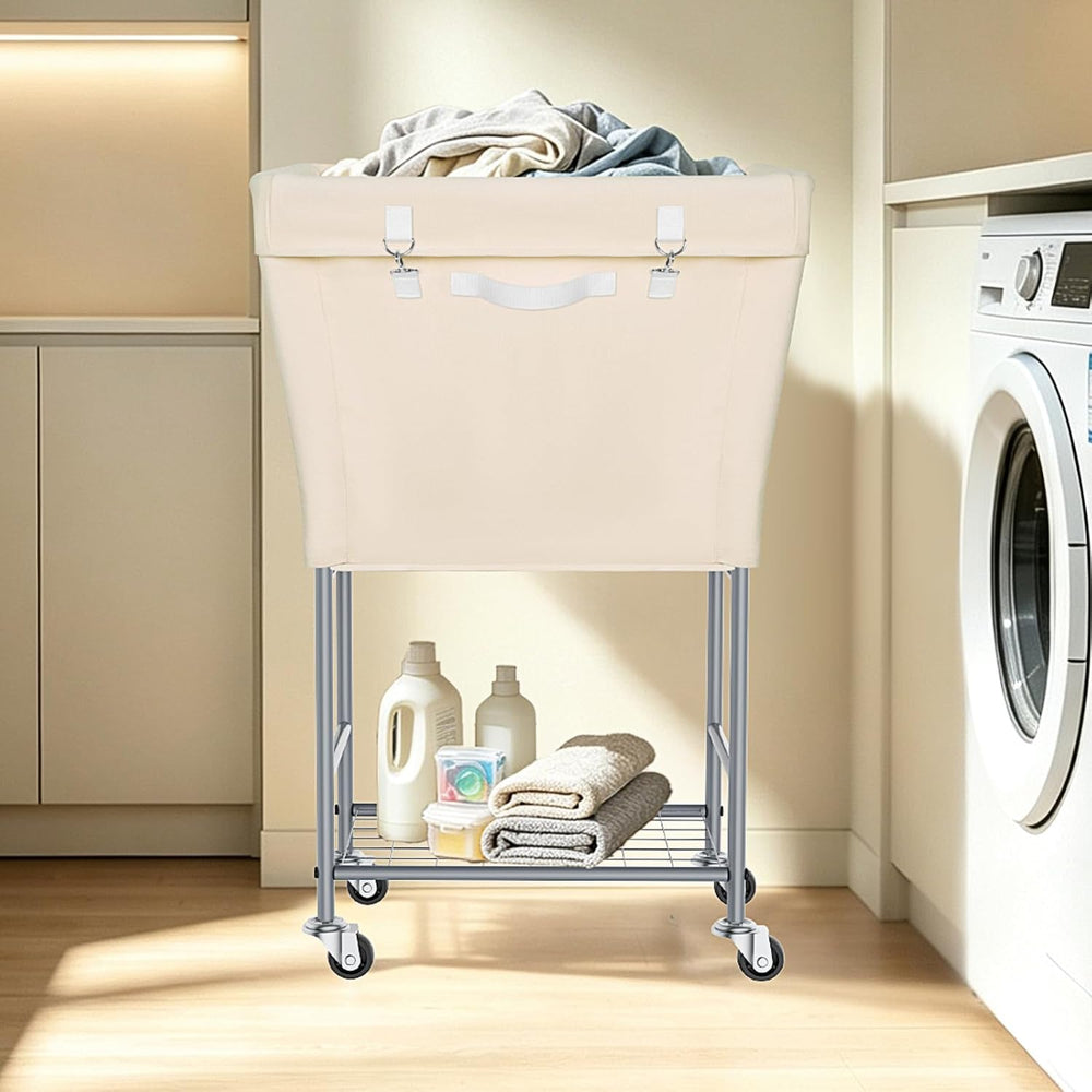 Syeeiex 2-Tier Rolling Laundry Hamper with Wheels, 110L Clothes Basket