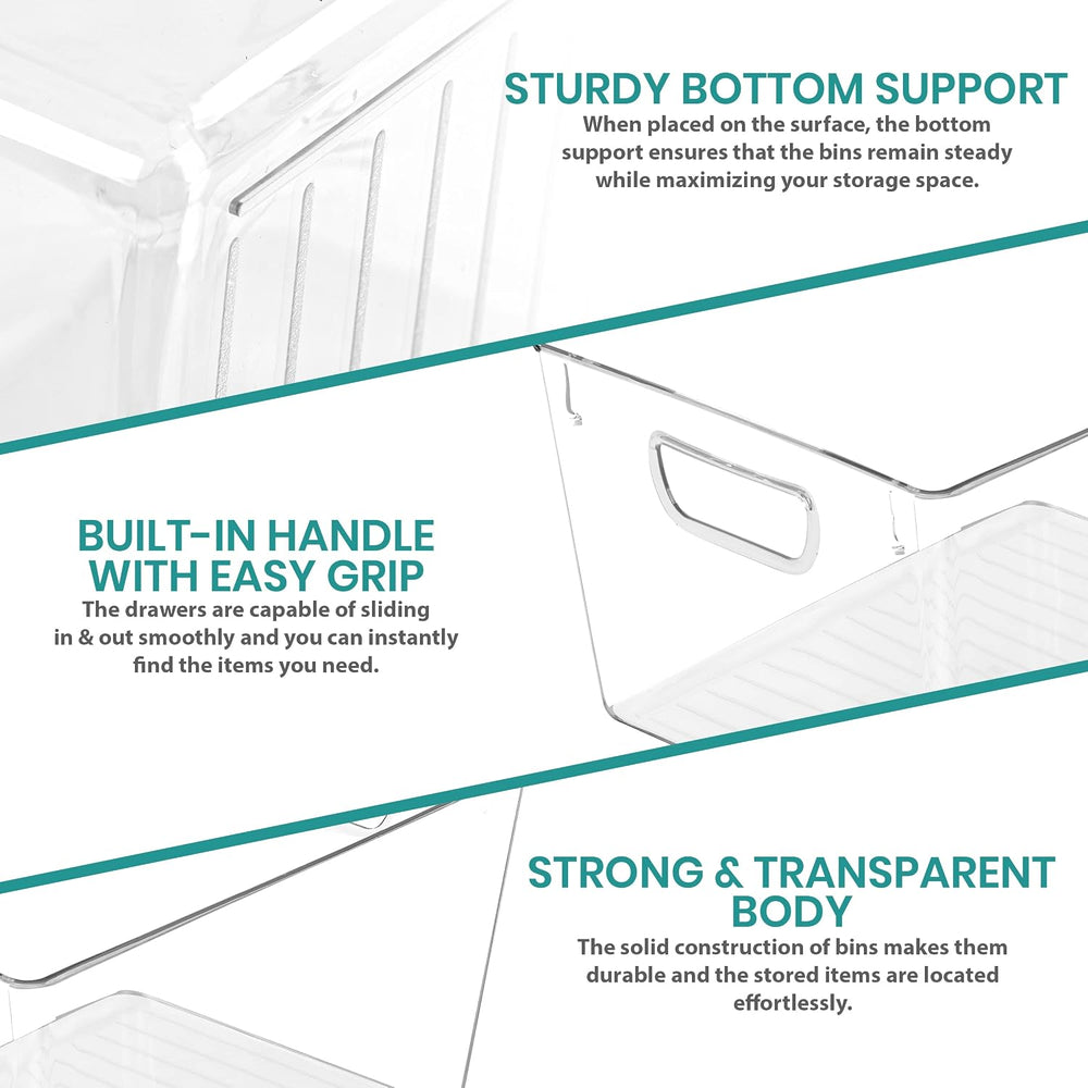 Utopia Kitchen Pantry Organizers and Storage Bins, 6 Pack, Large, Clear