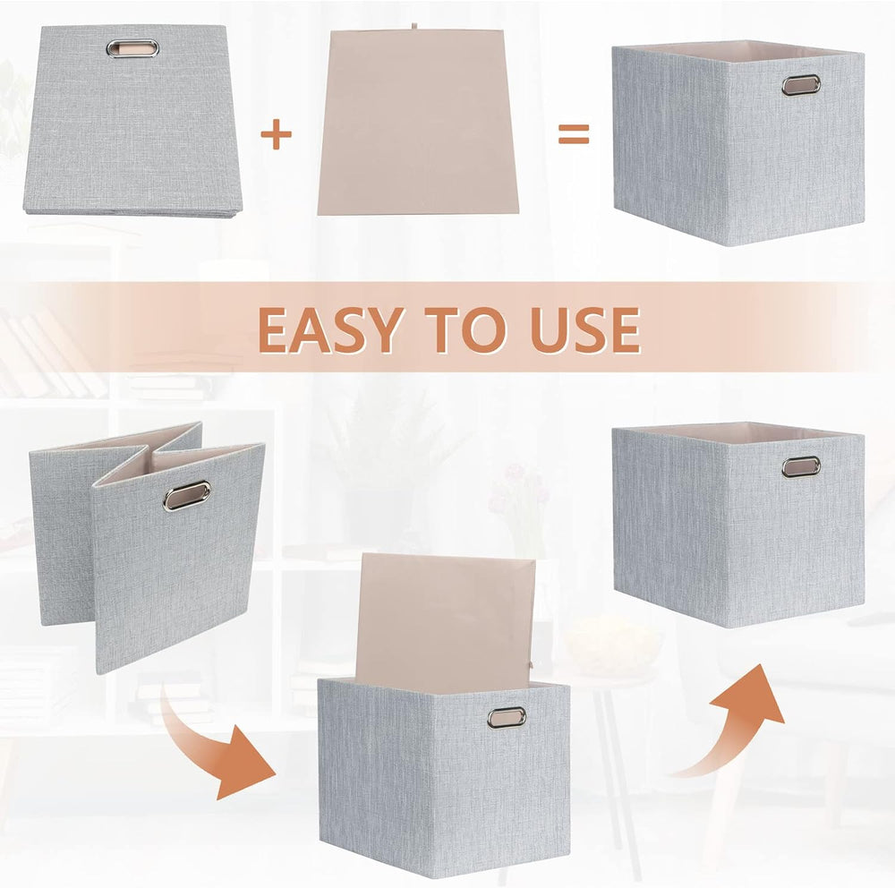 Posprica 13x15x13in Collapsible Storage Bins, Fabric Foldable Cube Storage Bo...