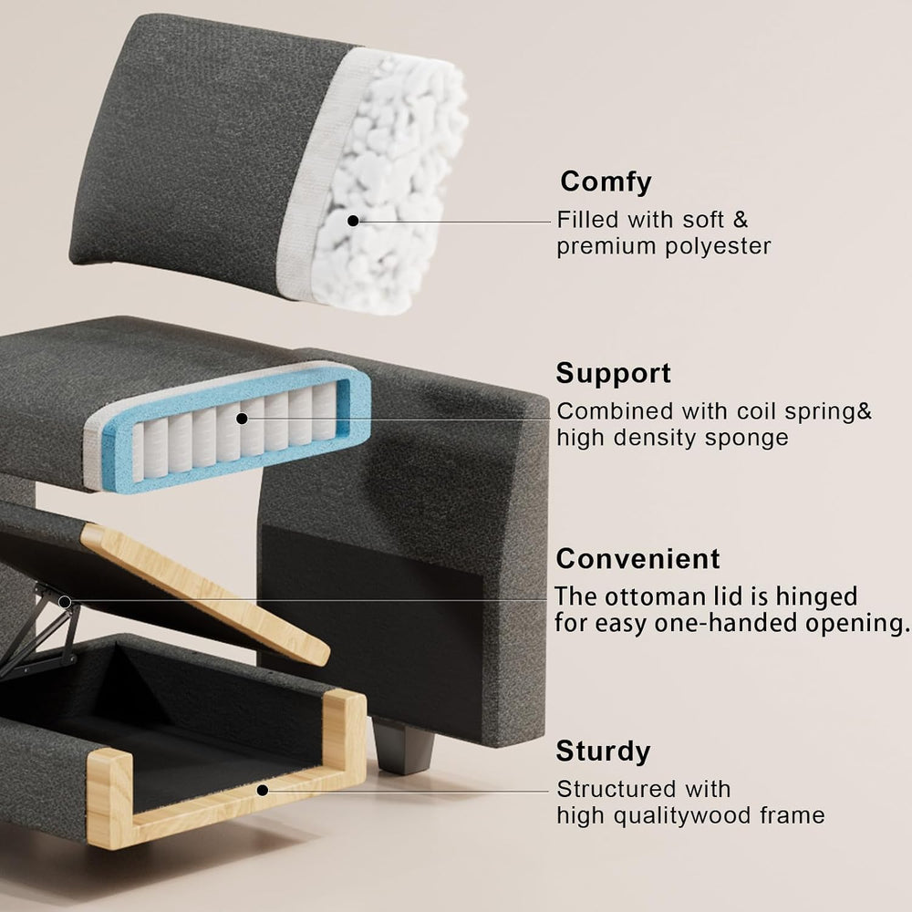 Belffin 45.9" Storage Ottoman Bench Oversized Ottoman for Footrest Uphol...