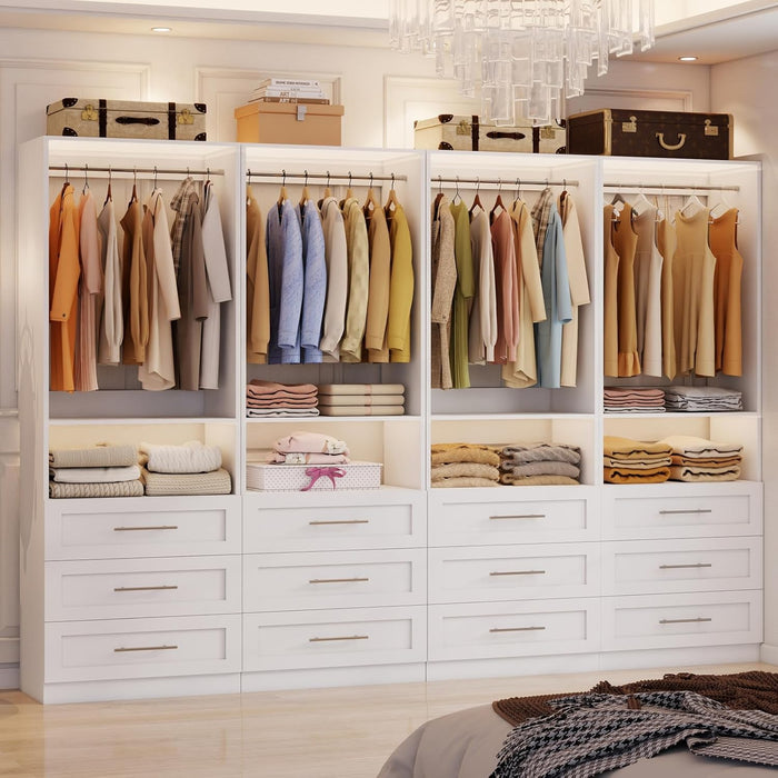 Modular Closet System with 12 Drawers, 8FT-21FT
