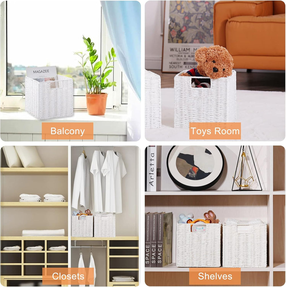 Vagusicc Wicker Storage Basket, Set of 2 Hand-Woven Storage Baskets for Organ...