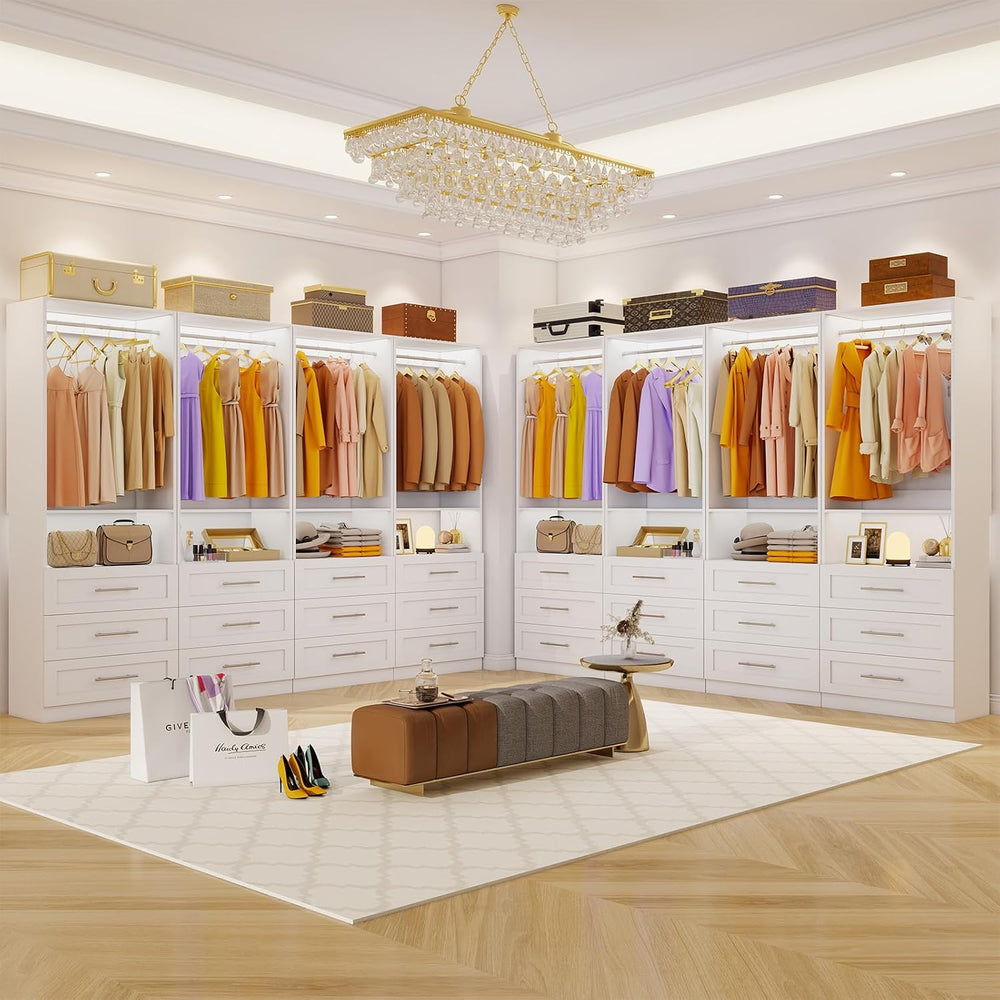 Closet System Set of 3, 6FT-15FT Closet System with 9 Drawers, Walk in Closet...