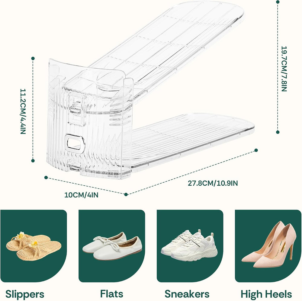 Shoe Slots Organizer 20 Pack, 3-Level Adjustable Shoe Stackers for Closet, Do...