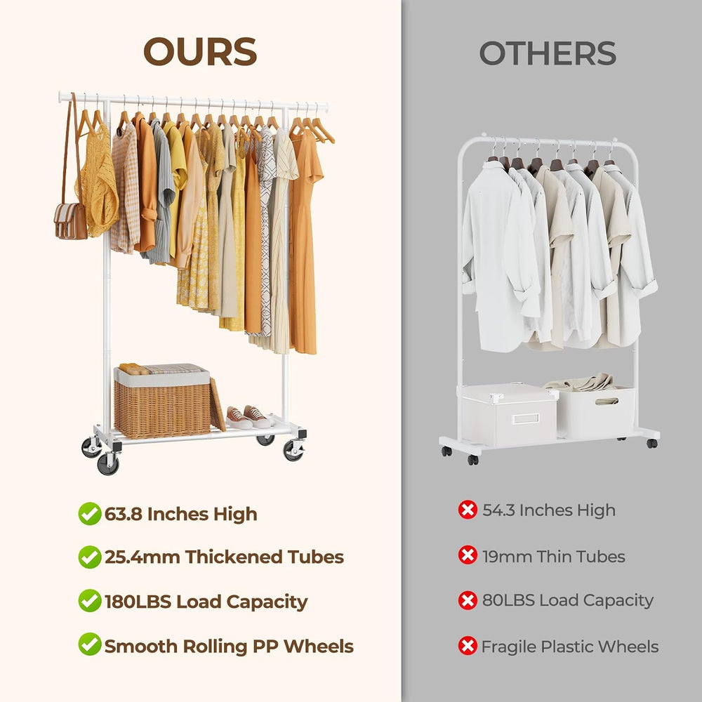 HYSEYY Clothes Rack, Clothing Rack for Hanging Clothes, Rolling Garment Rack ...