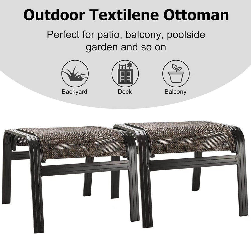 Patio Footstools Outdoor Foot Rest Aluminum Ottomans Samll Seat Wicker Furnit...