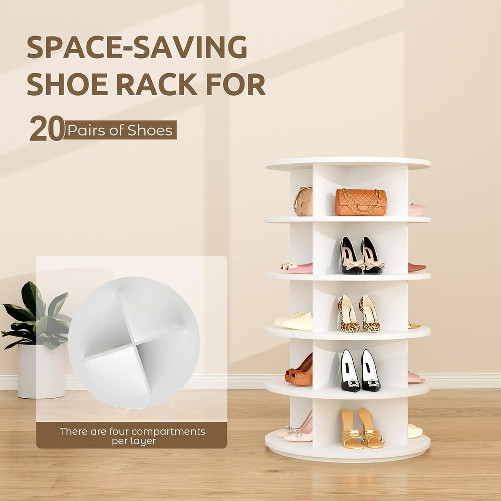 Rotating Shoe Rack 5 Tier Spinning Shoes Organizer Tower for 20-24 Pairs Lazy...