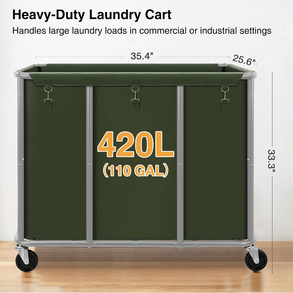 STO STO Commercial Laundry Cart with Lockable Wheels, Large 420L Industrial R...