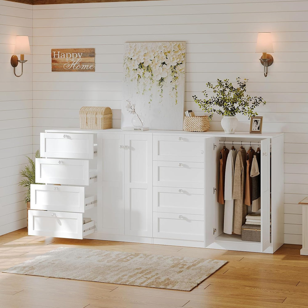 VOWNER 43''H Armoire Wardrobe Closet with 4 Drawers and 2 Doors