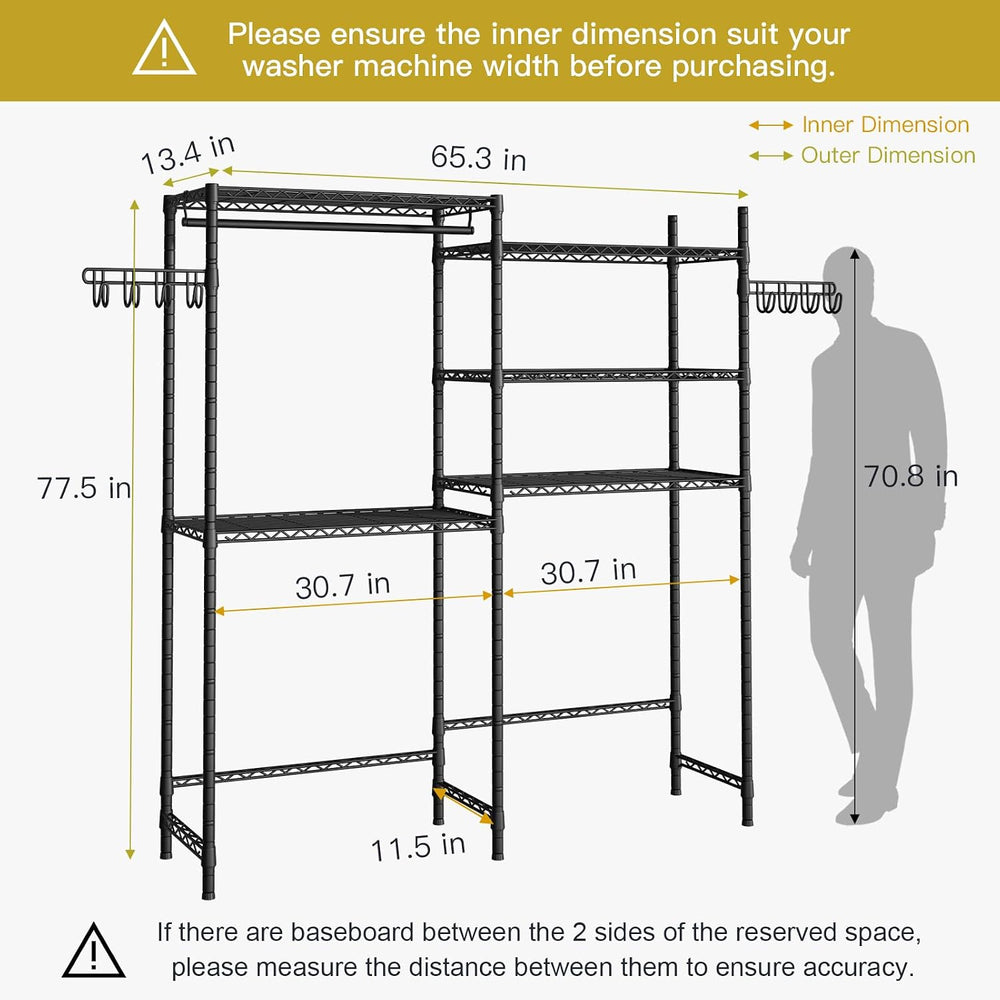 Ulif 65.3"W x 13.4"D x 77.5"H Clothes Drying Rack Over Washer ...