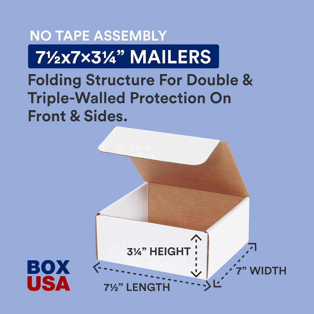 Box USA Shipping Boxes Small 7.5"L x 7"W x 3.25"H 50-Pack, Car...