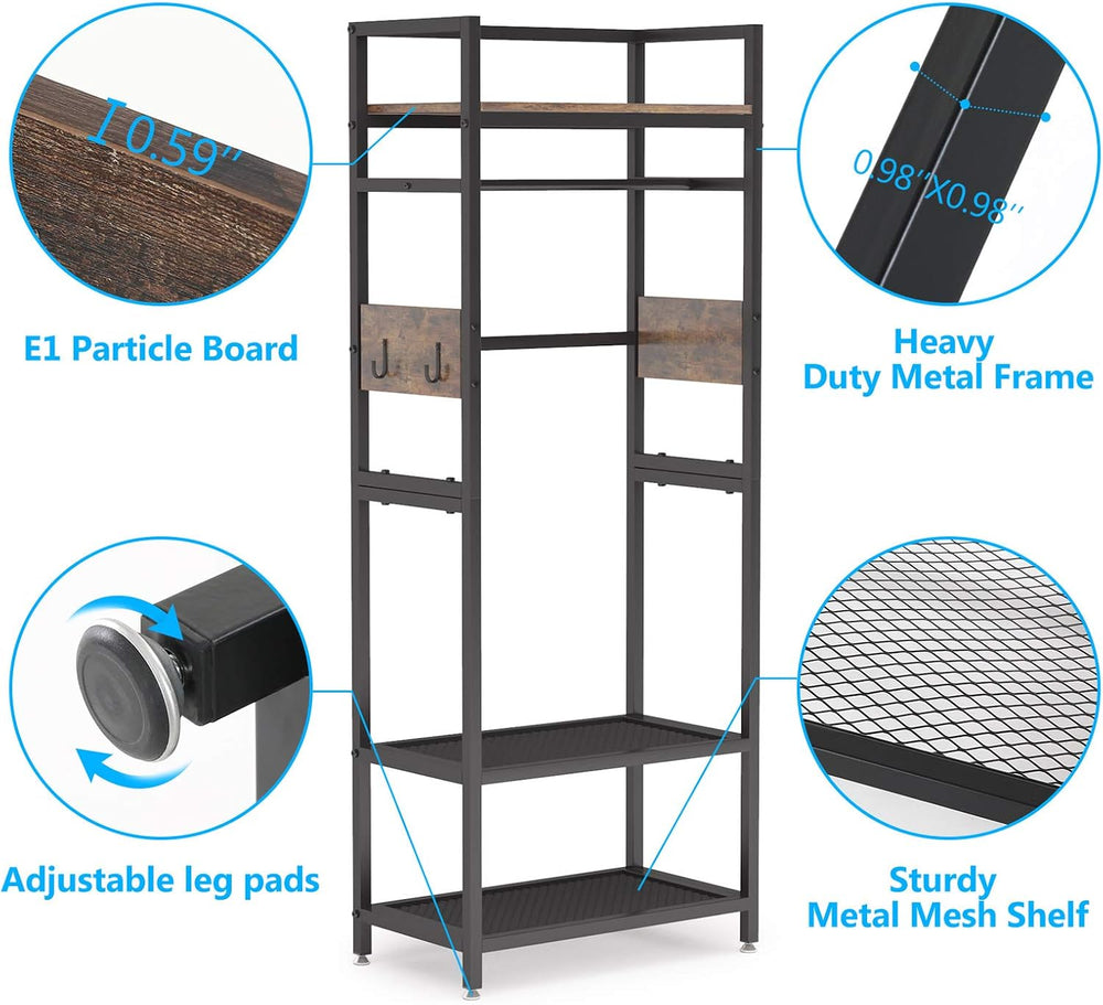 Tribesigns Small Heavy Duty Clothes Rack Set of 10 with Shelf and Hanging Rod...