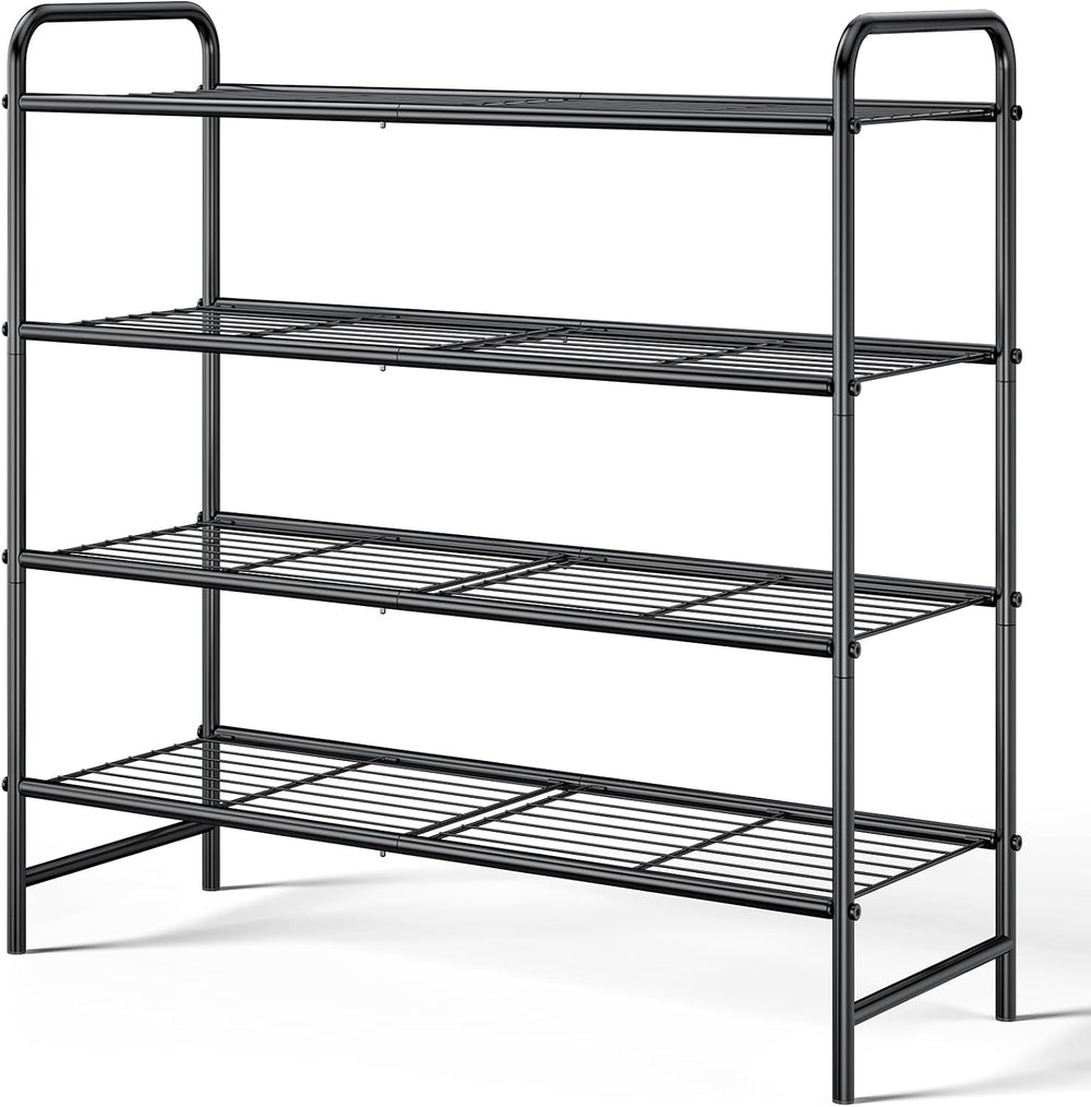 Kitsure Stainless Steel Shoe Rack Organizer, 25.6" Wide - 4 Tier, Black