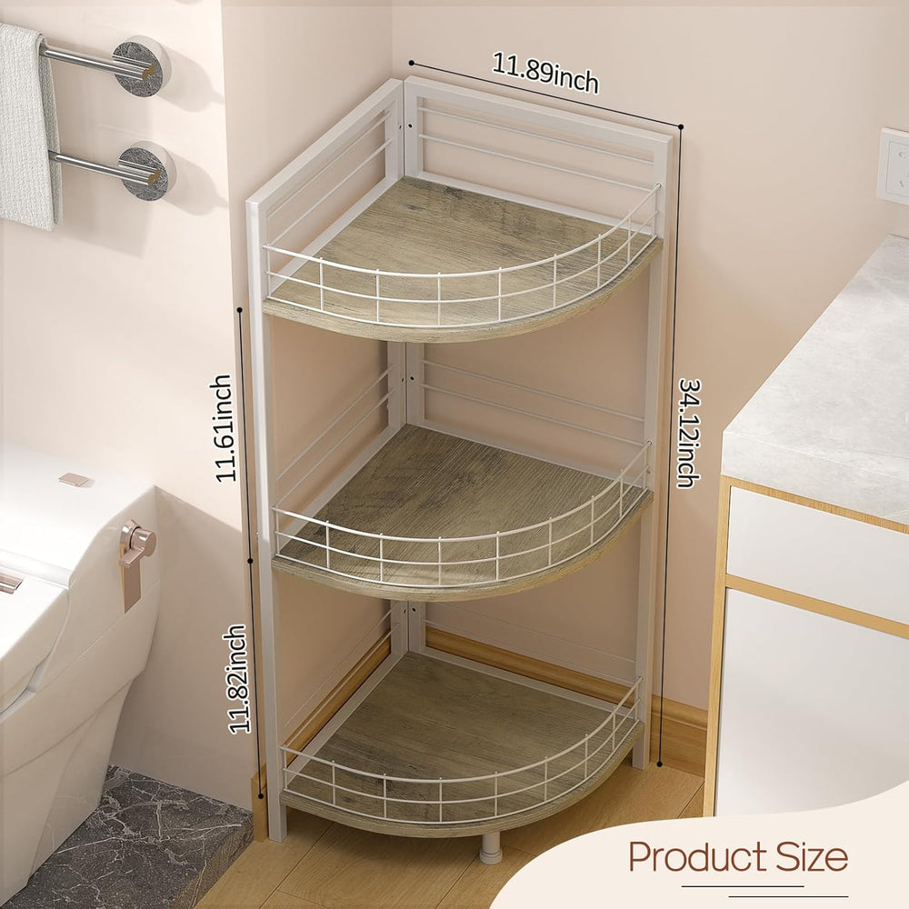 DAOUTIME Bathroom Standing Shelf, 3 Tier Free-Standing Shelf Units, Open Floo...