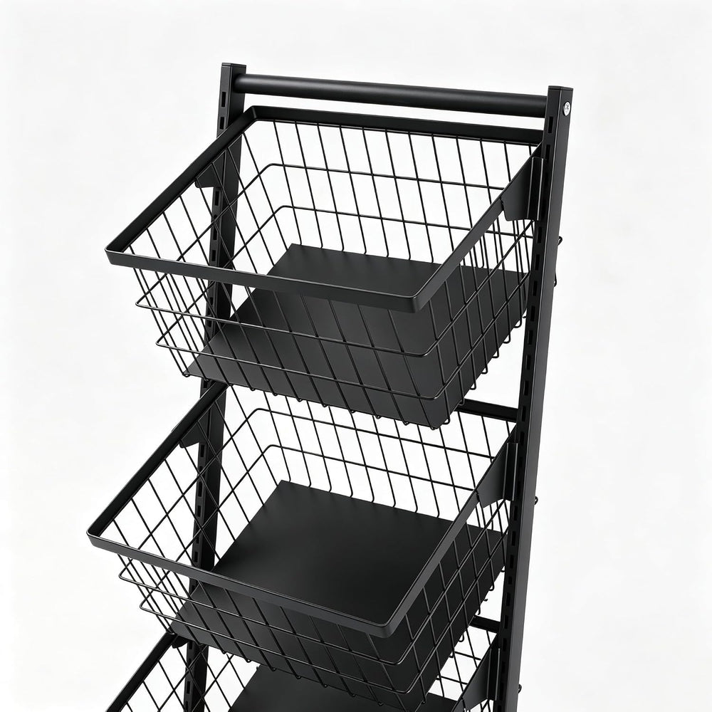 4-Tier Kitchen Storage Cart with 4 Baskets and Wheels, Black