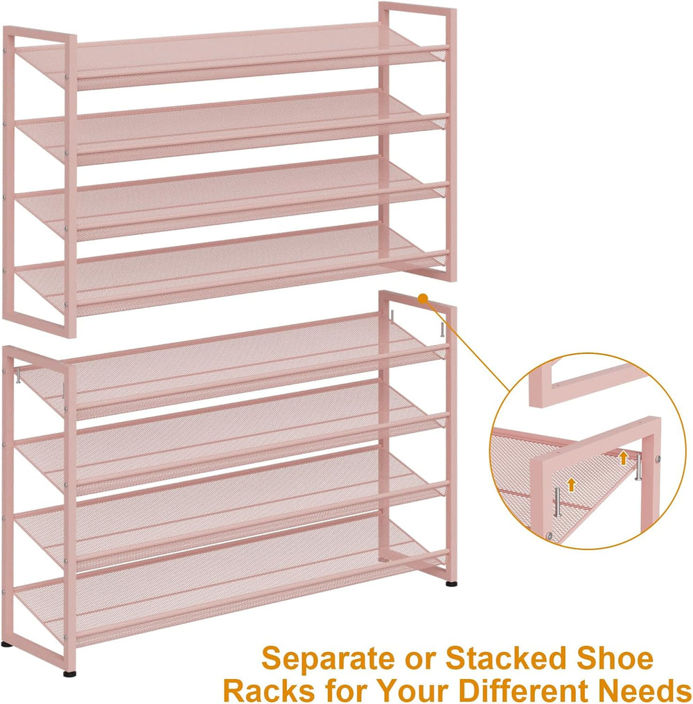 Large Shoe Rack 8 Tier Shoe Organizer, Heavy Duty Metal 4-Tier Stackable Shoe...