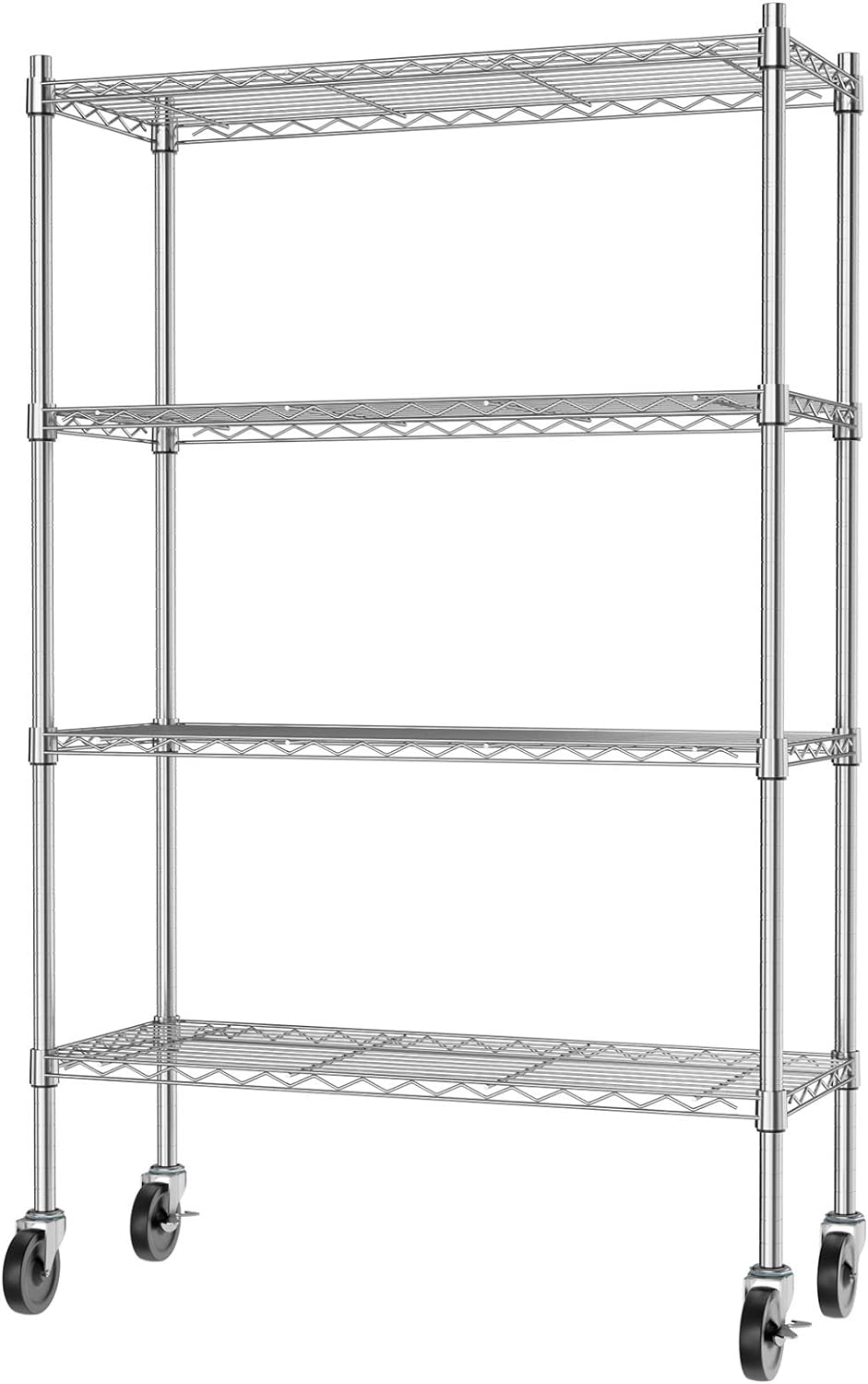 Auslar 4-Shelf Storage Shelves with Casters Heavy Duty 4 Tiers Rolling Cart U...